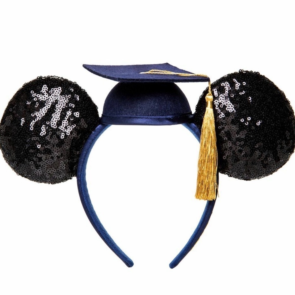 Disney Parks 2019 Graduation Tassel Hat Black Sequin Headband Ears